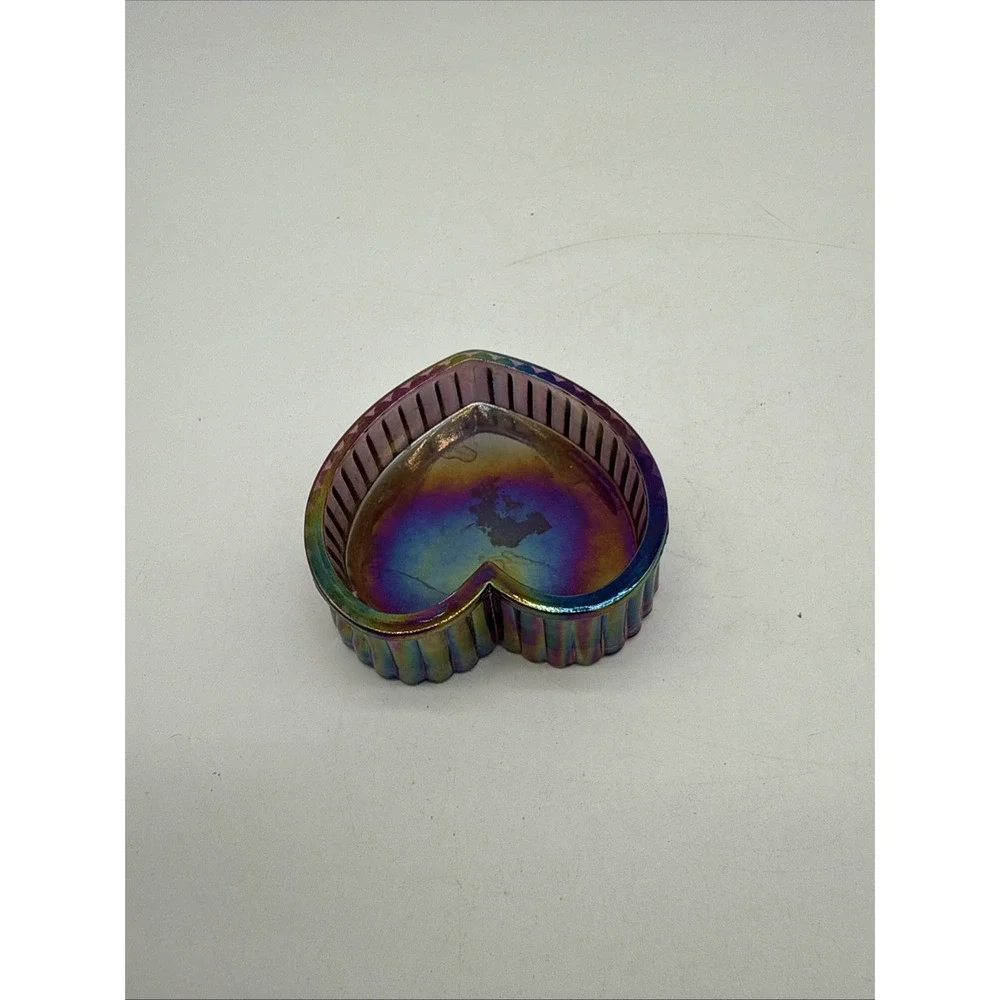 Vintage Fenton Carnival Glass Heart Shaped Candy Dish No Lid Approx 4